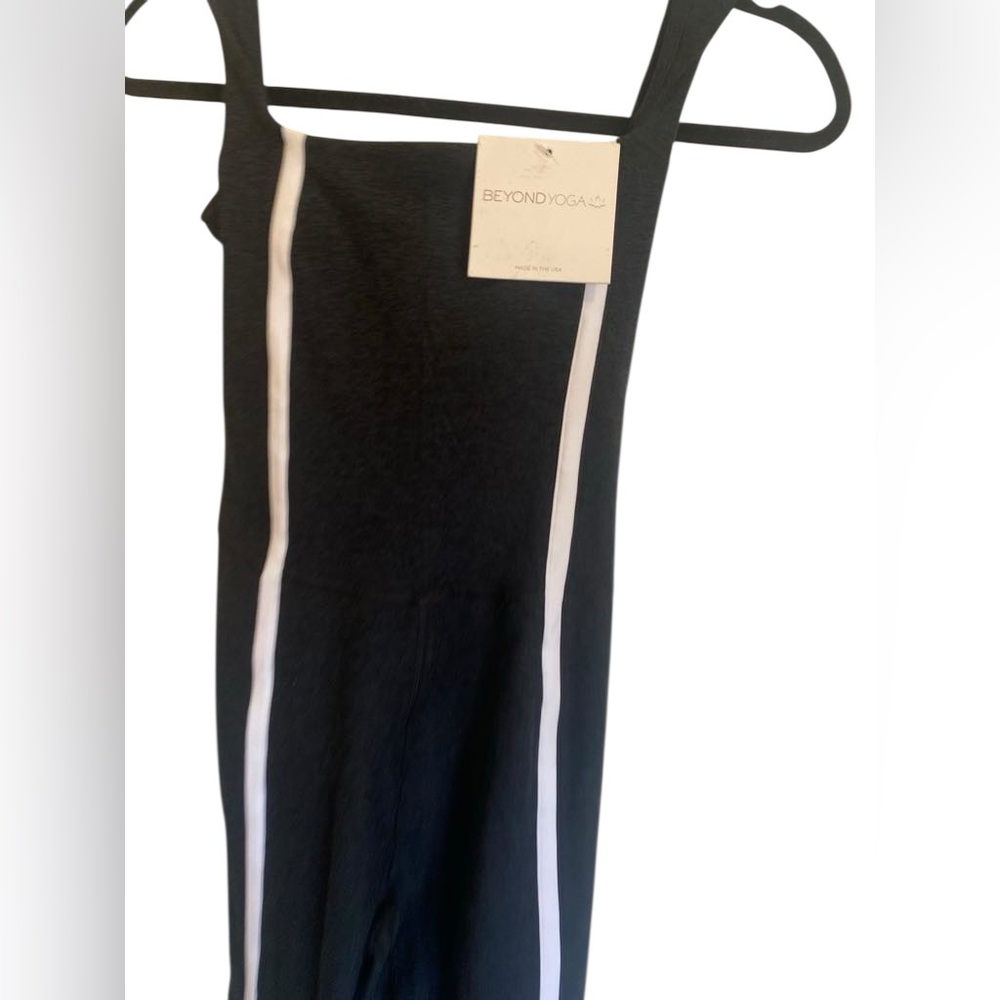 Beyond Yoga Black Jumpsuit with White Stripes - Picture 3 of 5